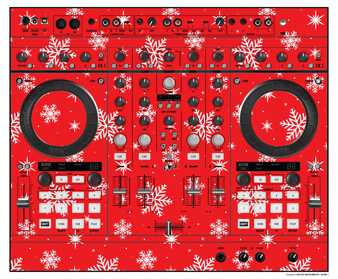Native Instruments S4 MK1 Skin X-MAS Red Snowflakes