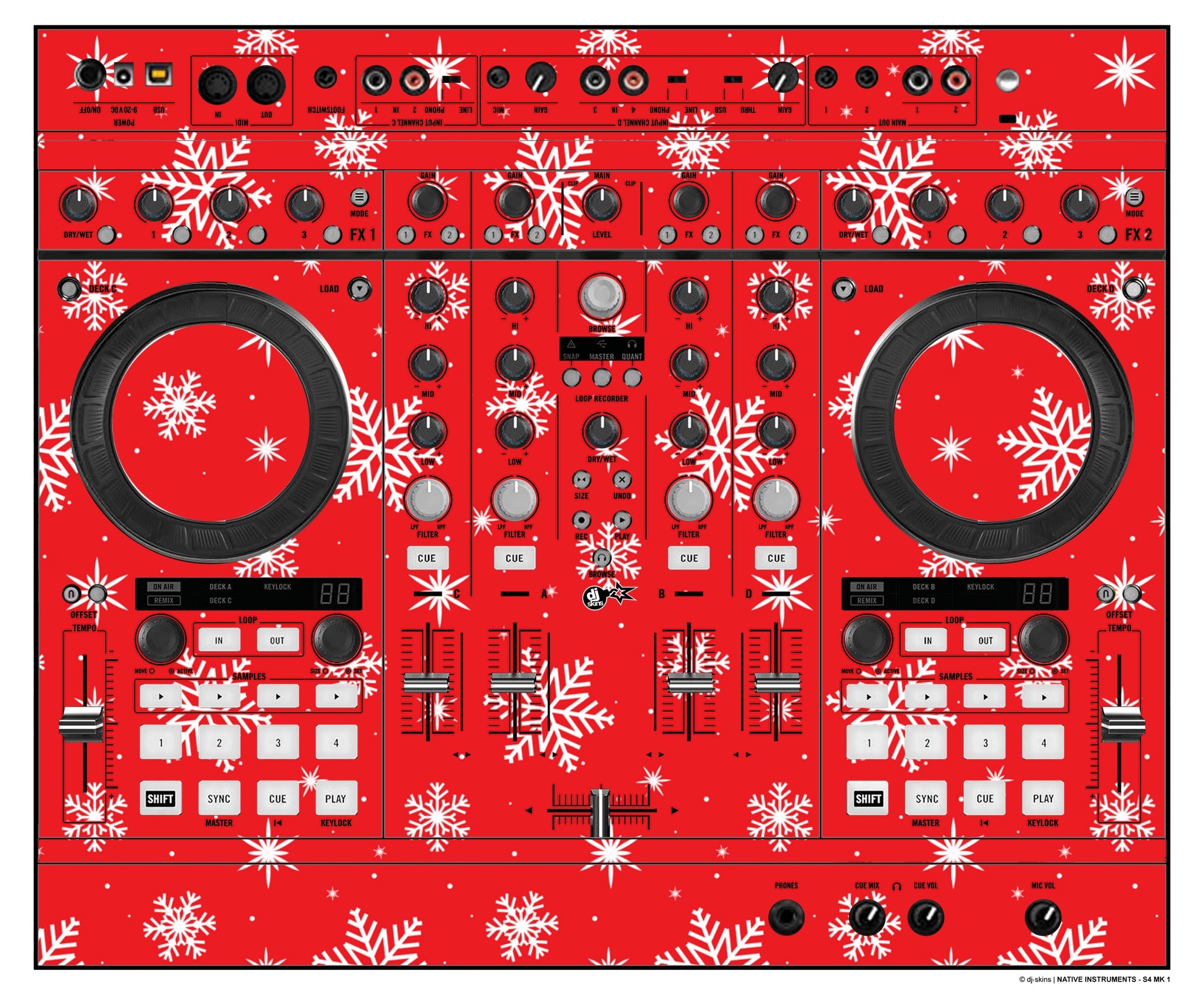 Native Instruments S4 MK1 Skin X-MAS Red Snowflakes