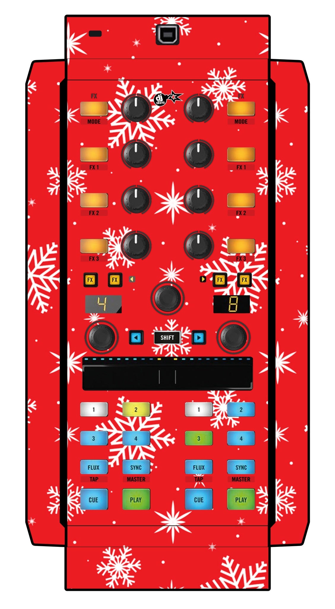 Native Instruments X1 MK2 Skin X-MAS Red Snowflakes