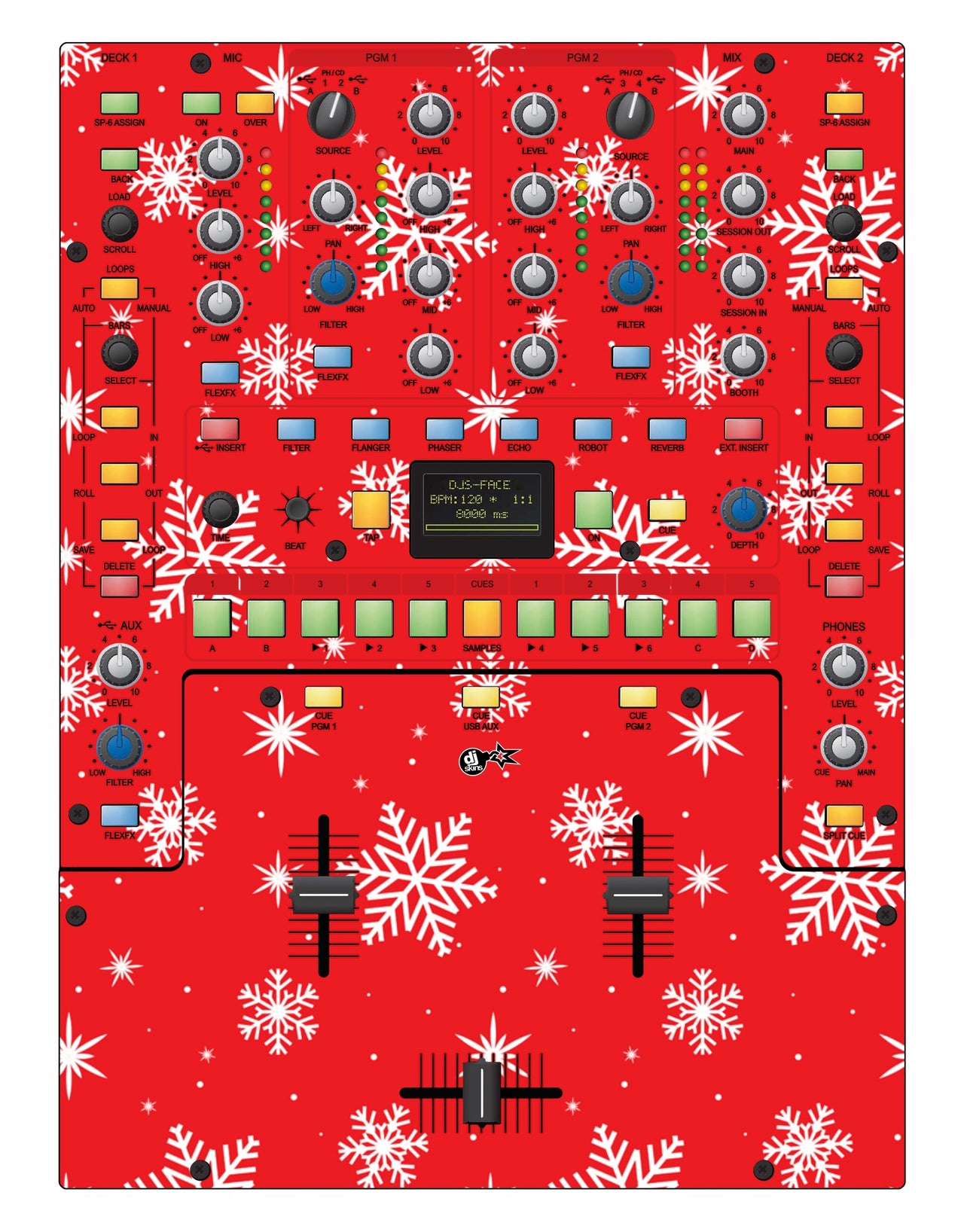 Rane 62 Skin X-MAS Red Snowflakes
