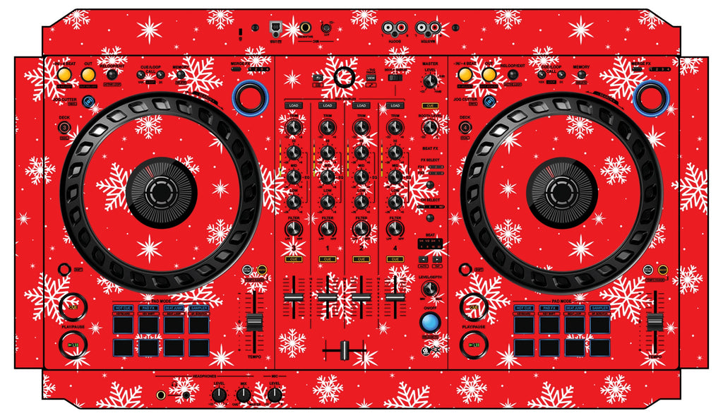 Pioneer DJ DDJ FLX6 Skin X-MAS Red Snowflakes