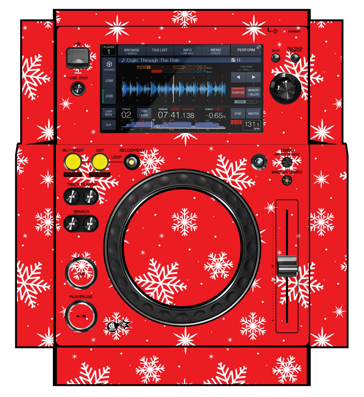 Pioneer DJ XDJ 700 Skin X-MAS Red Snowflakes
