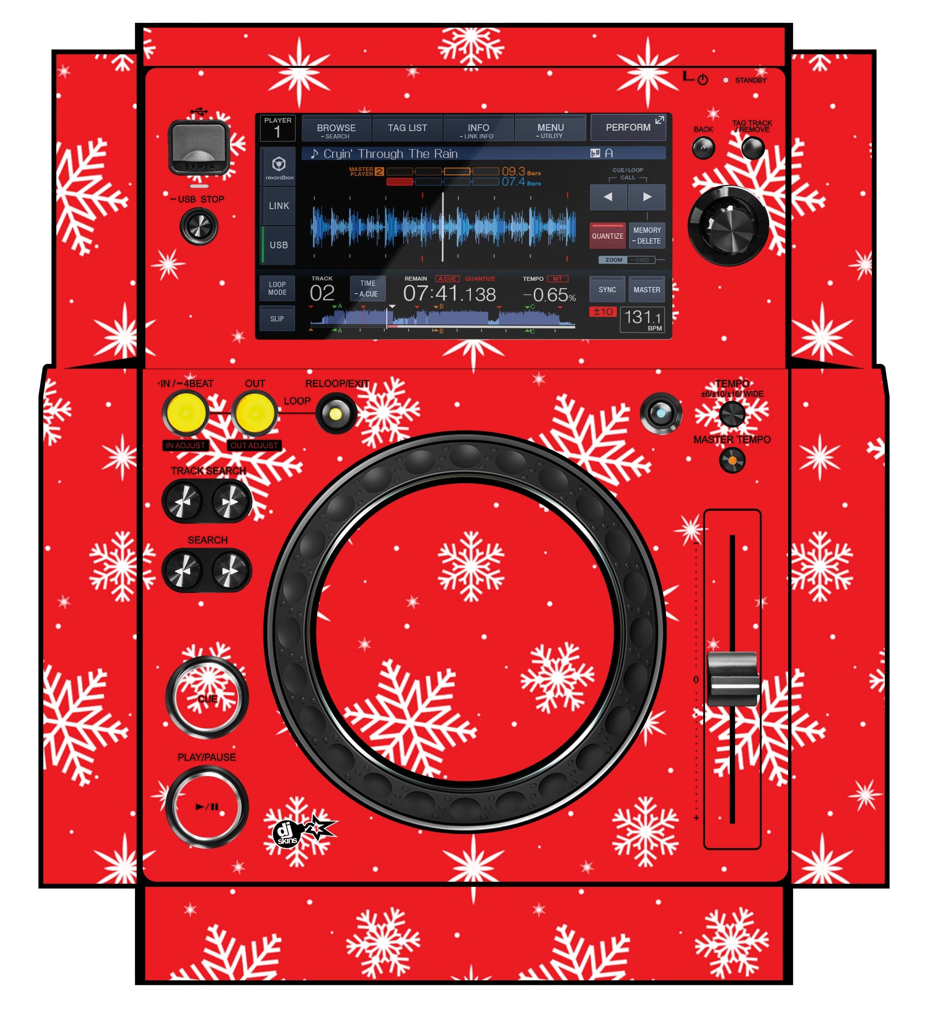 Pioneer DJ XDJ 700 Skin X-MAS Red Snowflakes