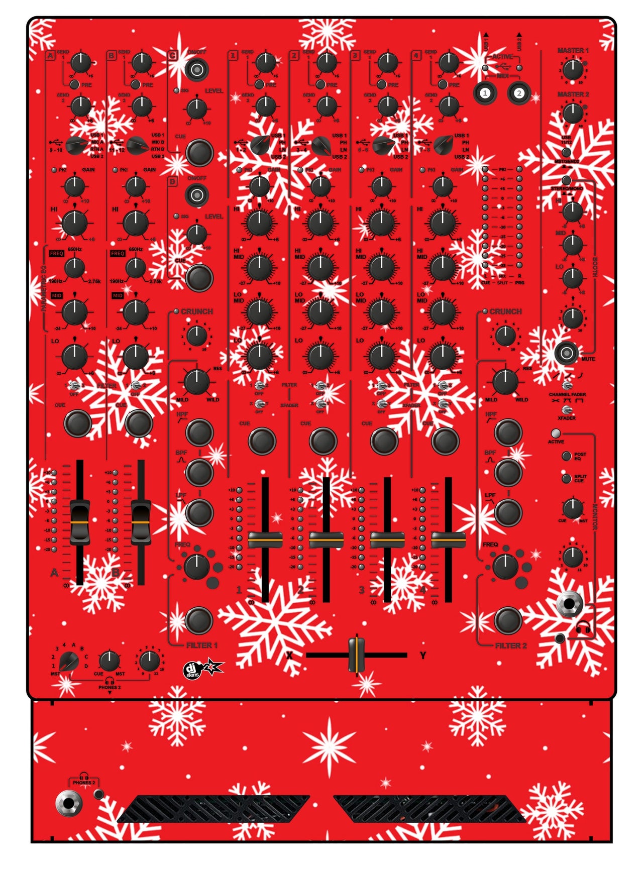 Allen and Heath XONE 96 Skin X-MAS Red Snowflakes