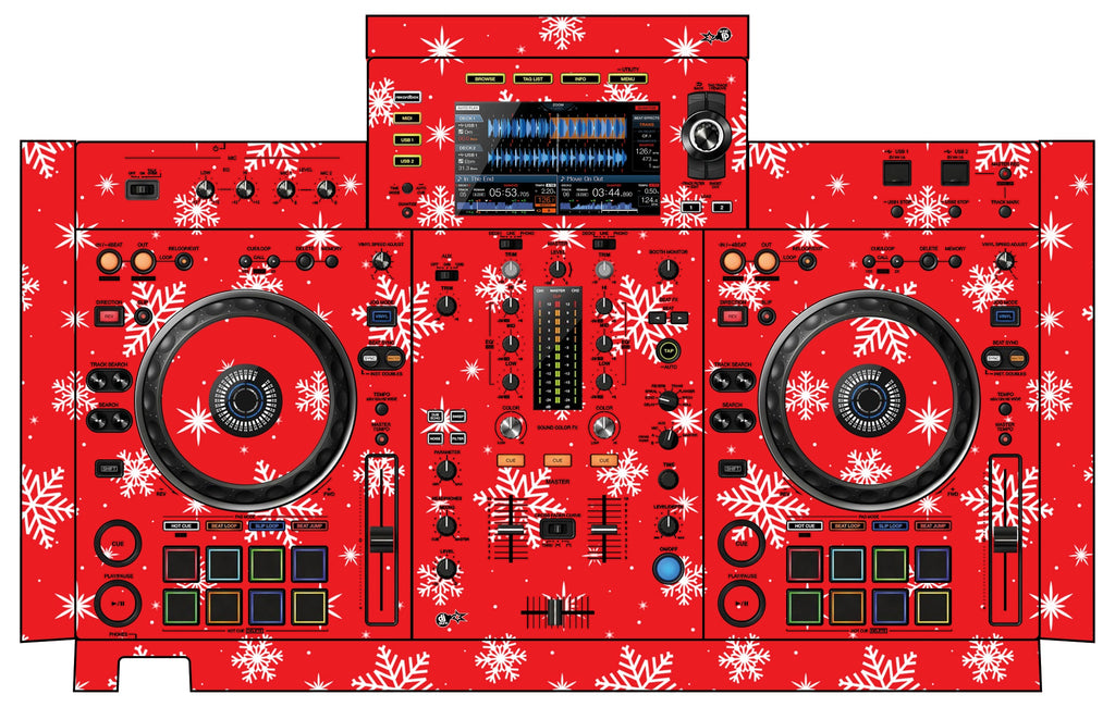 Pioneer DJ XDJ RX 2 Skin X-MAS Red Snowflakes