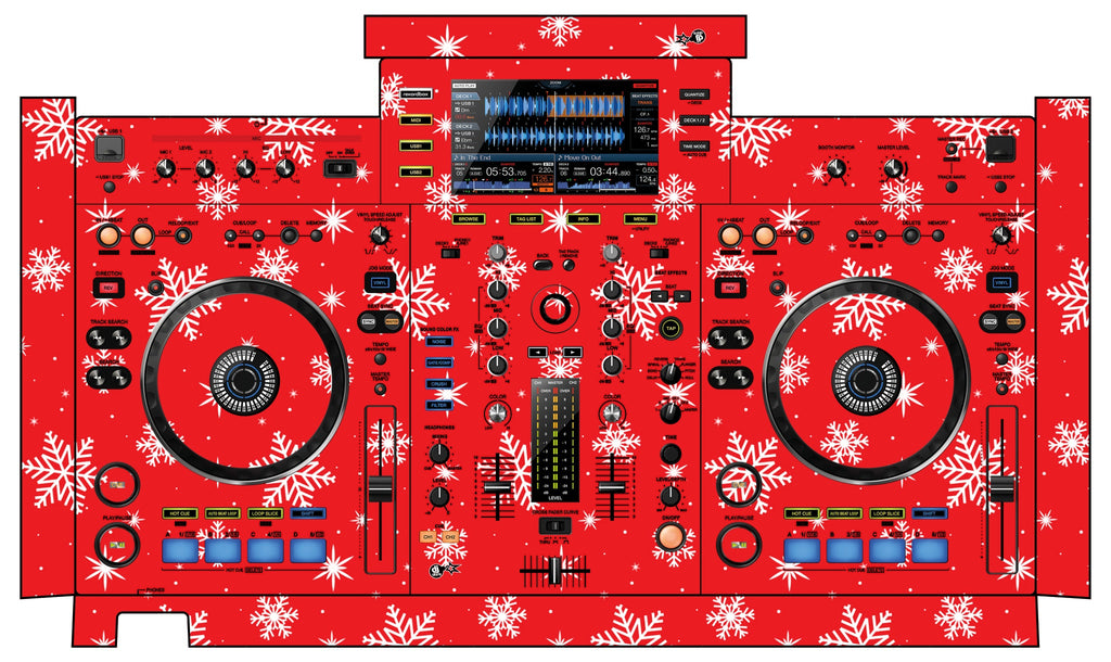 Pioneer DJ XDJ RX Skin X-MAS Red Snowflakes