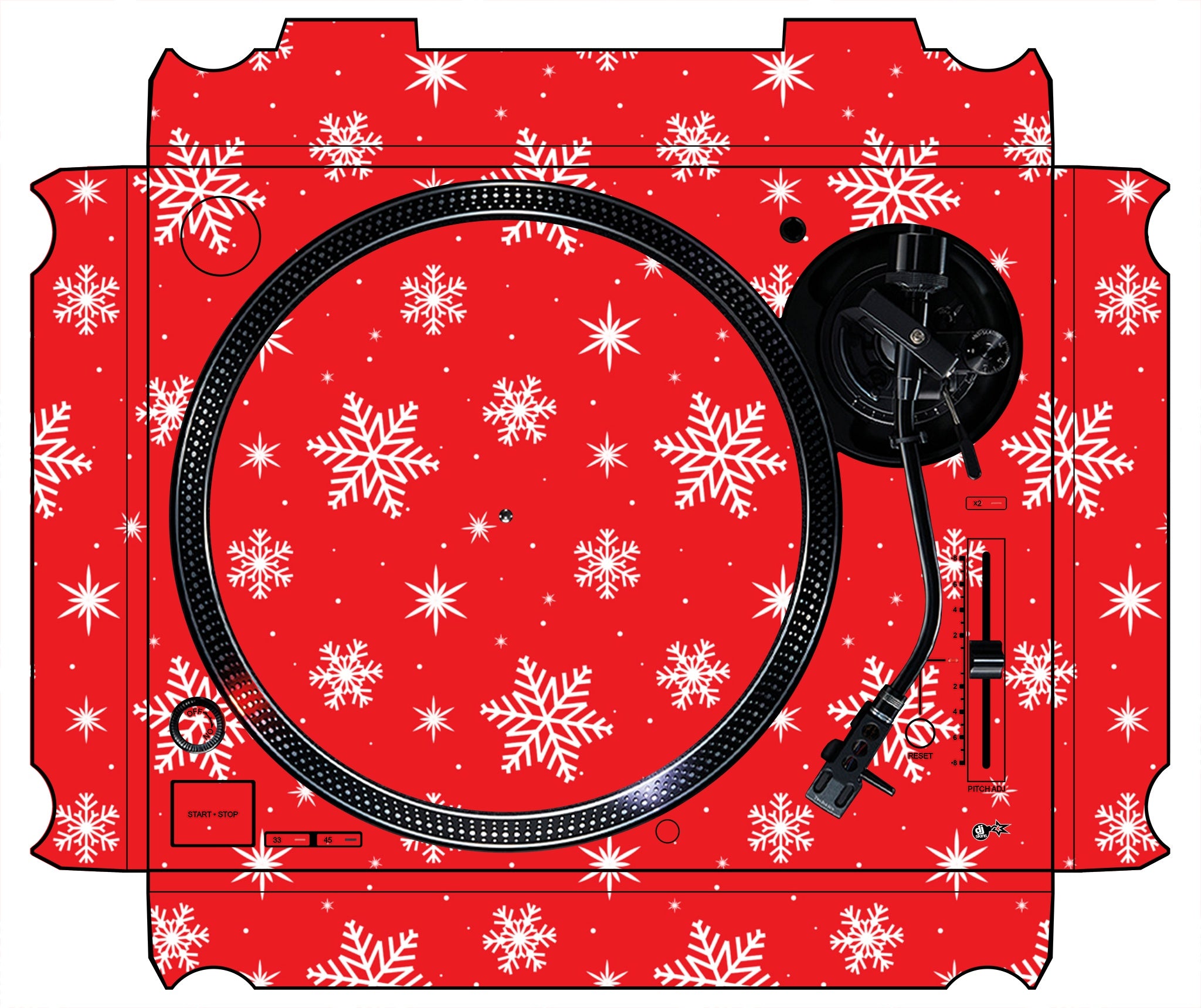 Technics 1200 / 1210 MK7 Skin X-MAS Red Snowflakes