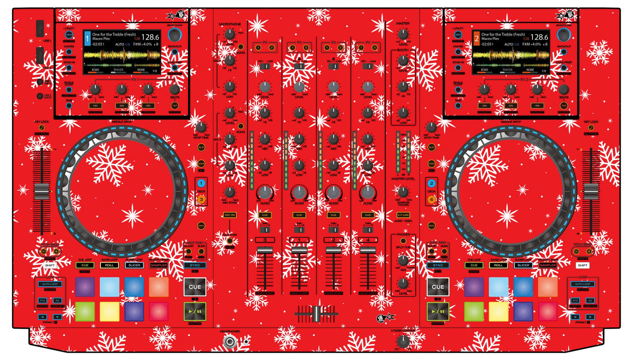 Denon DJ MCX 8000 Skin X-MAS Red Snowflakes