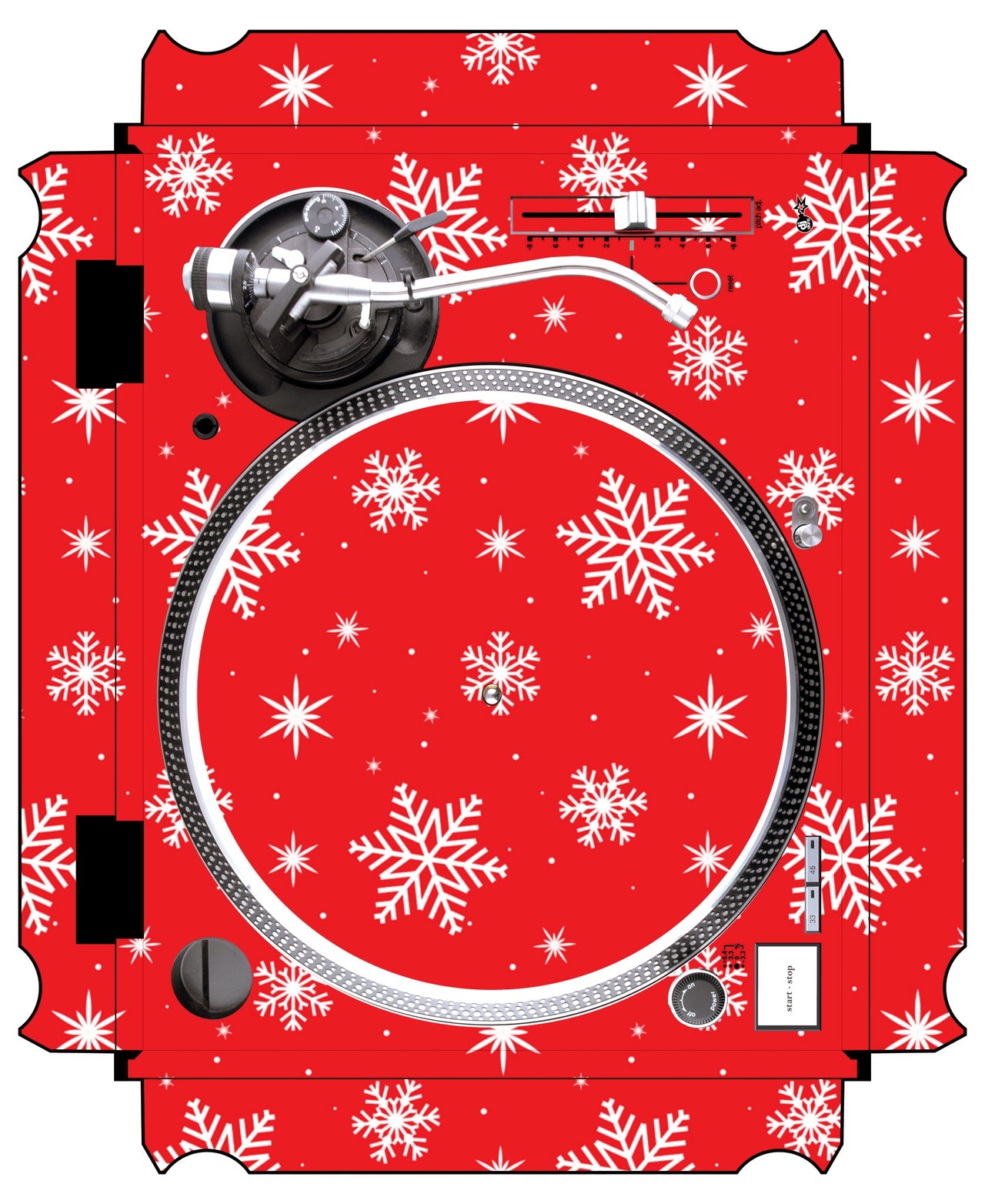 Technics 1200 / 1210 MK5 VERTICAL Skin X-MAS Red Snowflakes