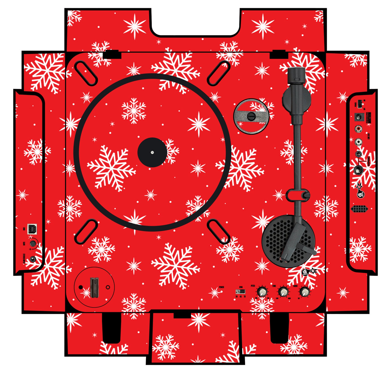 Numark PT 01 incl. Sides Skin X-MAS Red Snowflakes