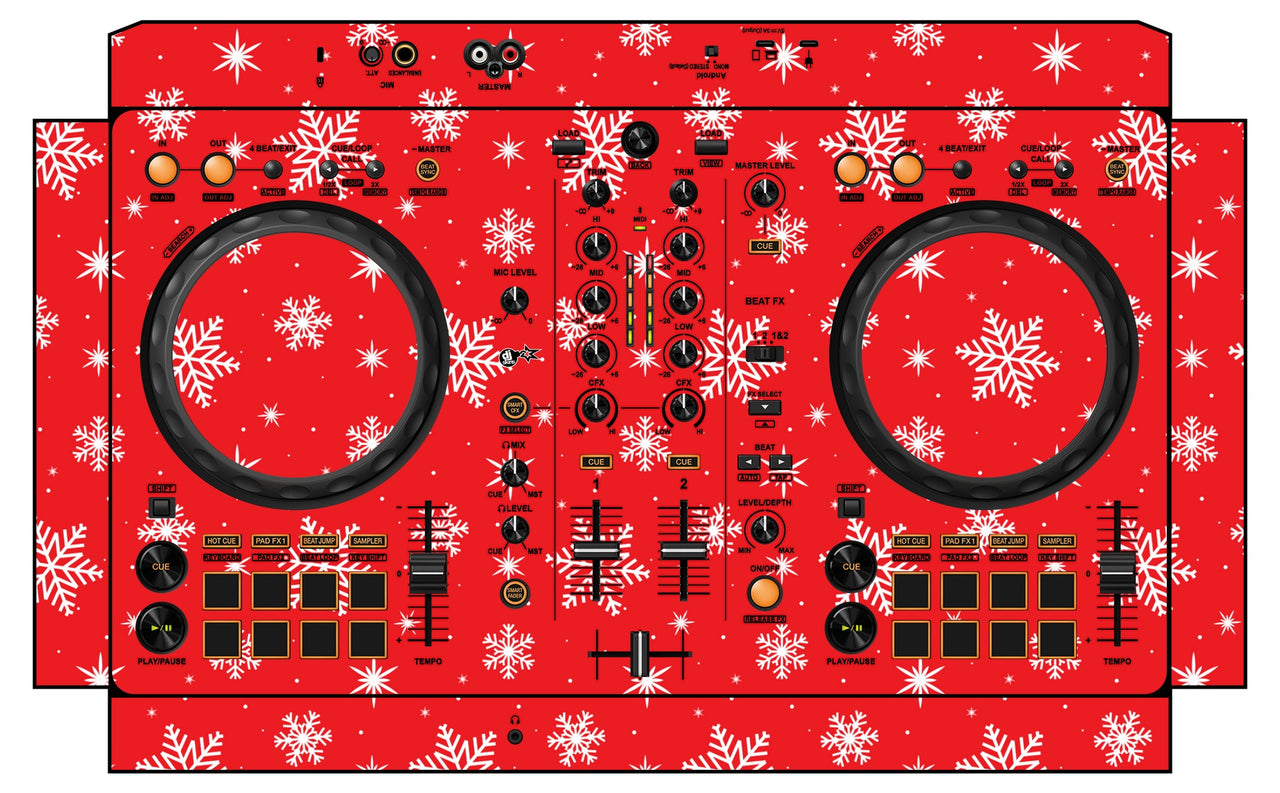Pioneer DJ DDJ FLX 4 Skin X-MAS Red Snowflakes