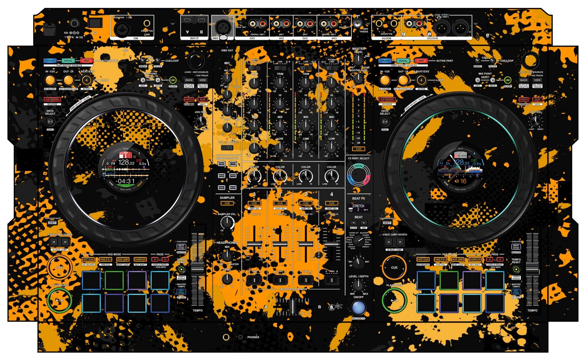 Pioneer DJ DDJ FLX10 Skin Conflict Yellow