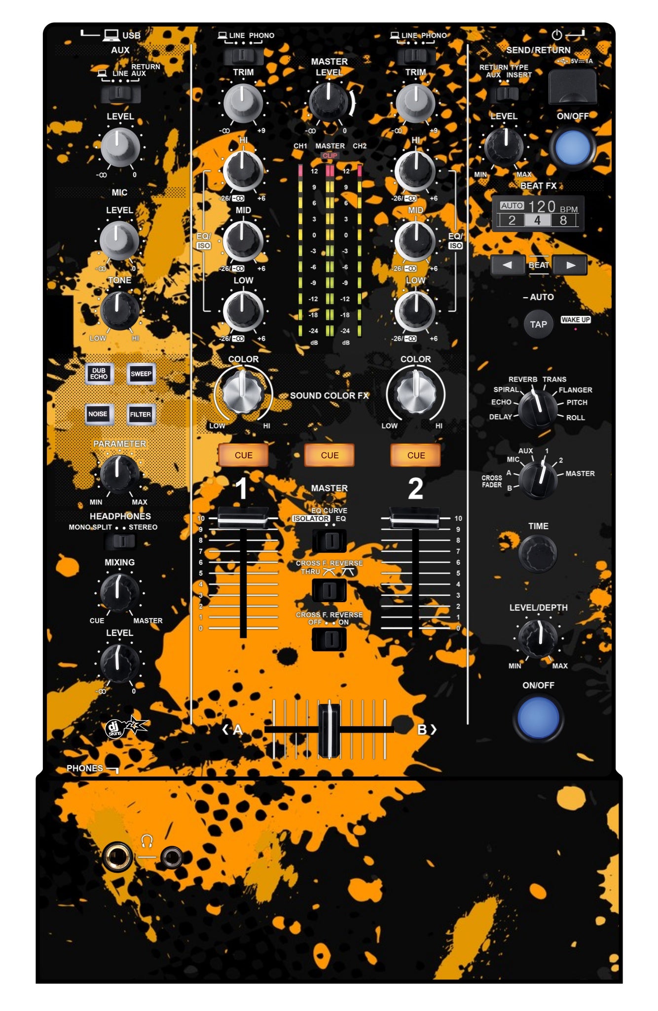 Pioneer DJ DJM 450 Skin Conflict Yellow