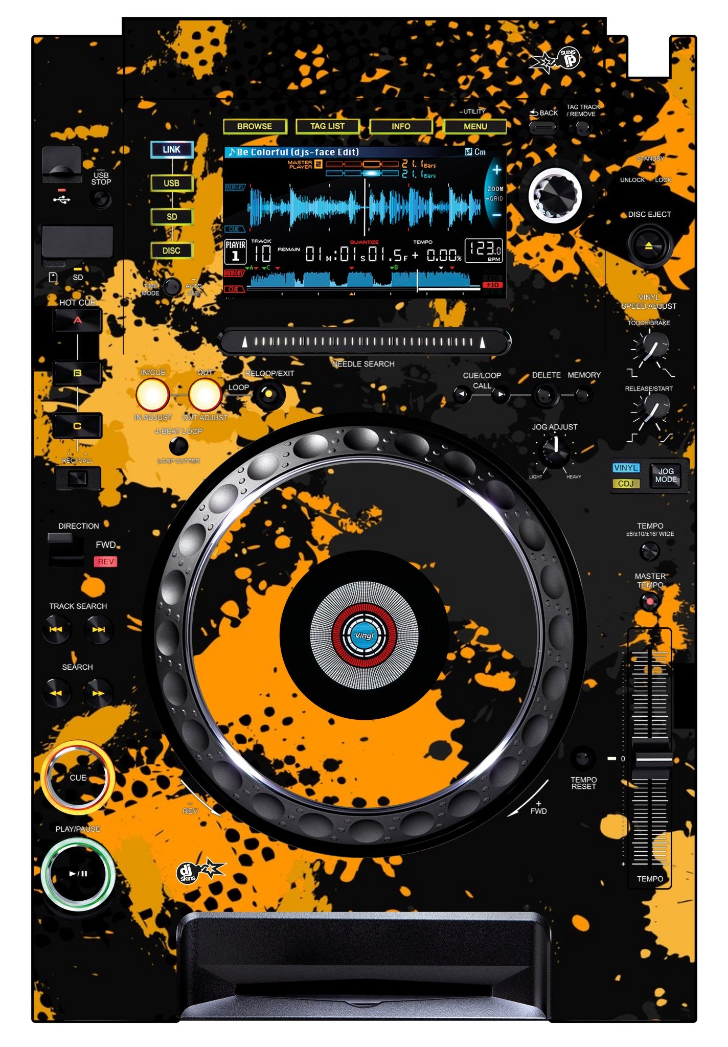 Pioneer DJ CDJ 2000 Skin Conflict Yellow