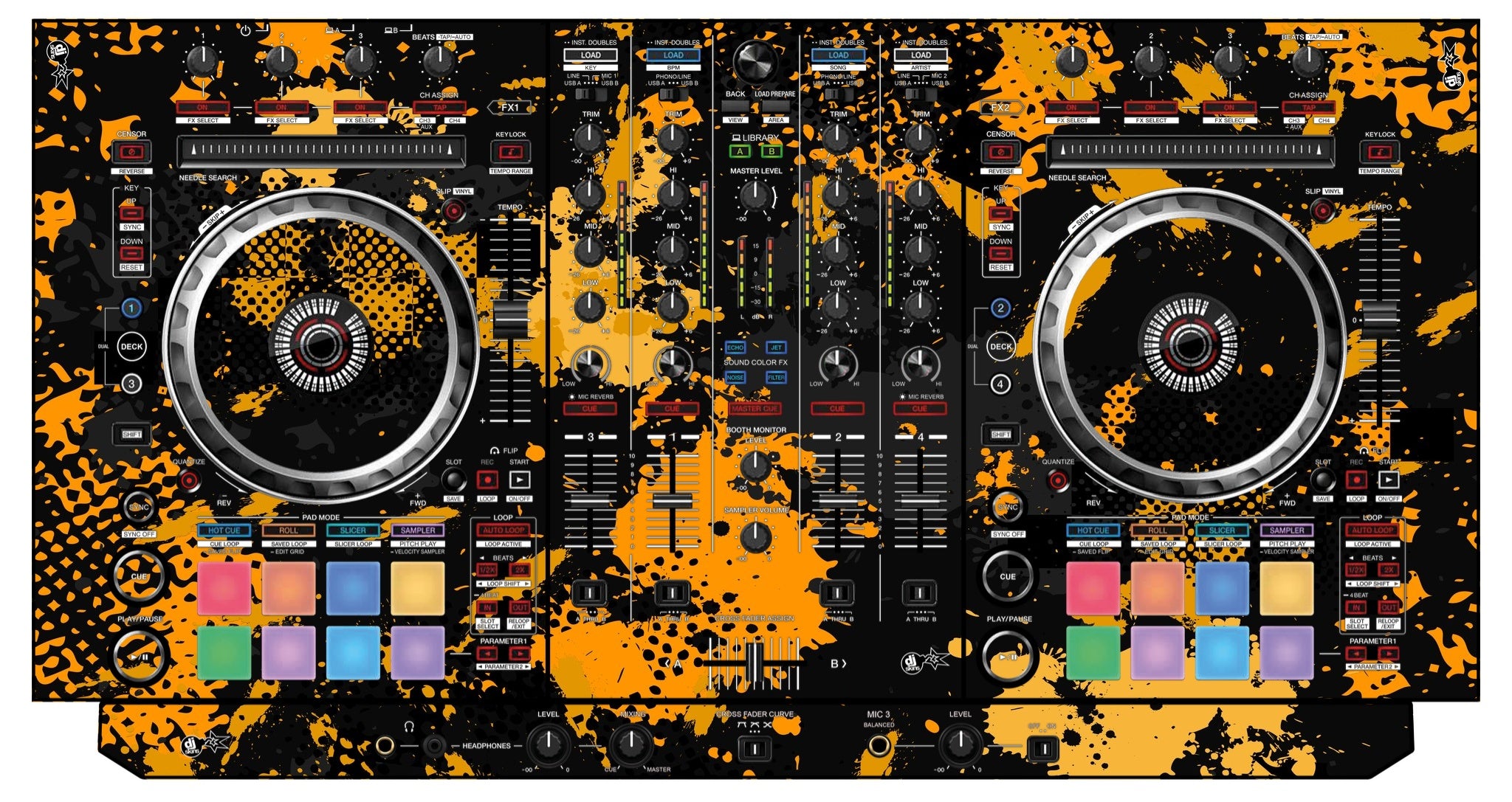 Pioneer DJ DDJ SX 3 Skin Conflict Yellow