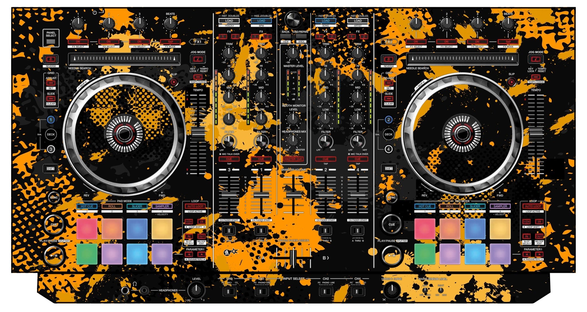 Pioneer DJ DDJ SX Skin Conflict Yellow