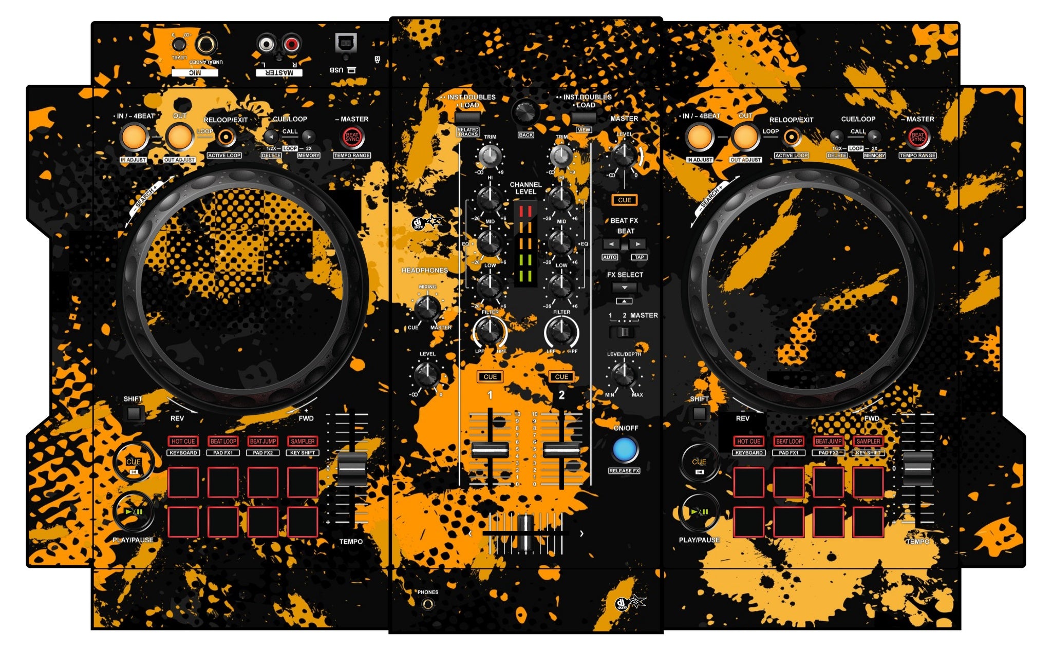 DJ Skins® Pioneer DJ DDJ 400 Skin Golden Polygon