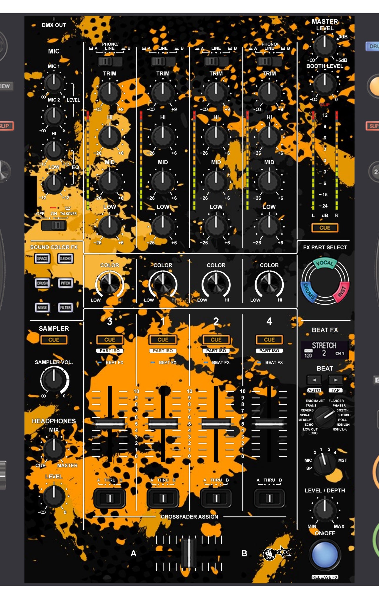 Pioneer DJ DDJ FLX10 MIXER Skin Conflict Yellow