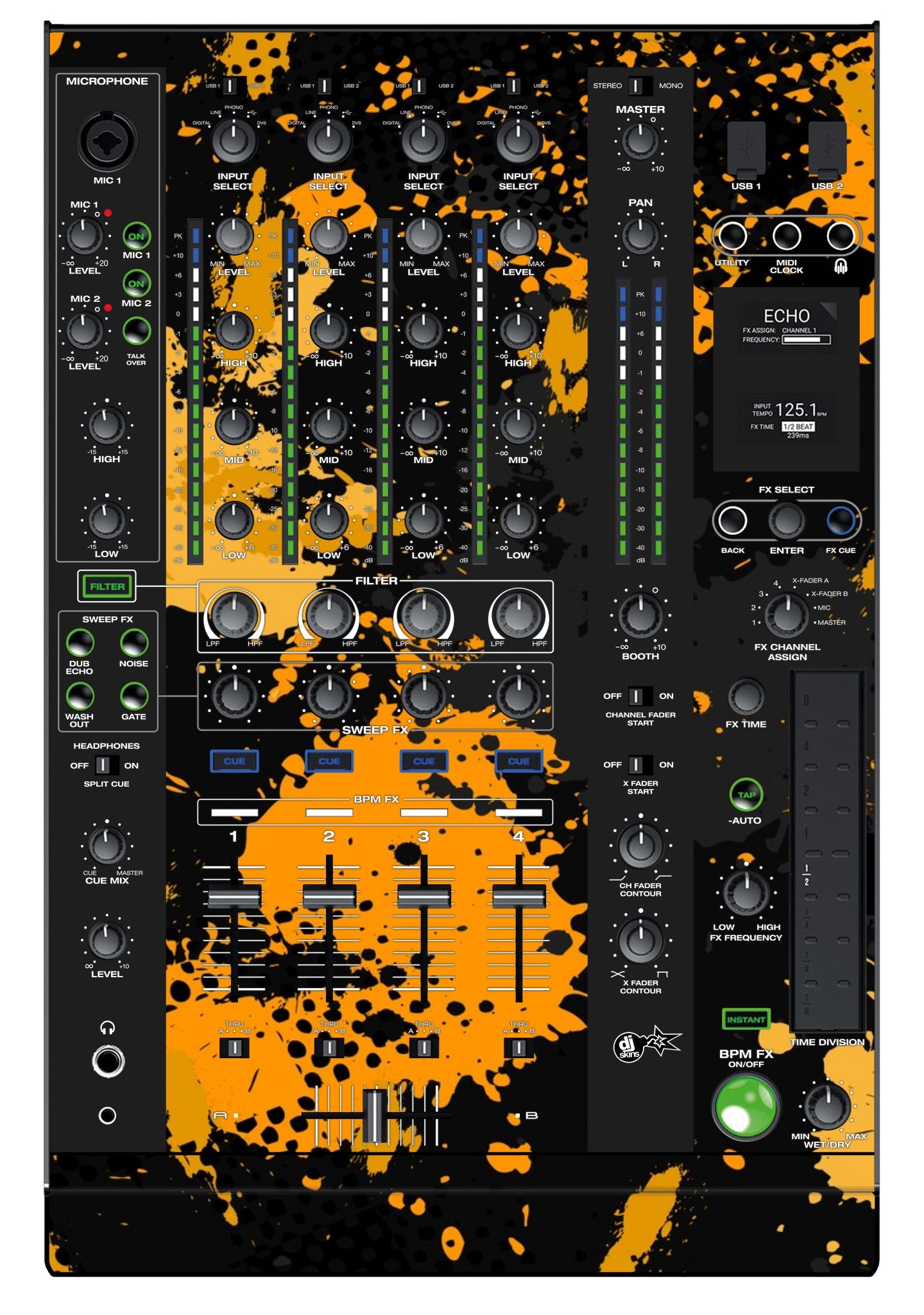 Denon DJ X 1800 Skin Conflict Yellow