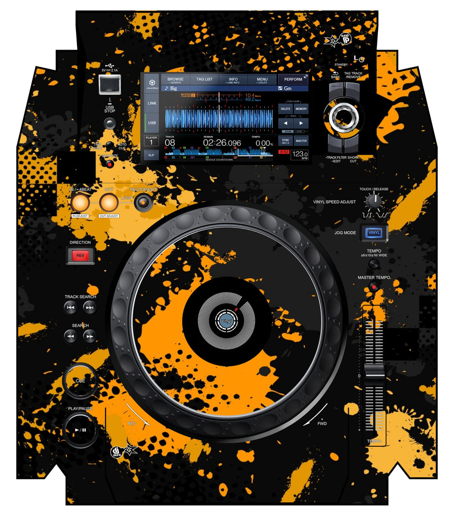 Pioneer DJ XDJ 1000 MK2 Skin Conflict Yellow