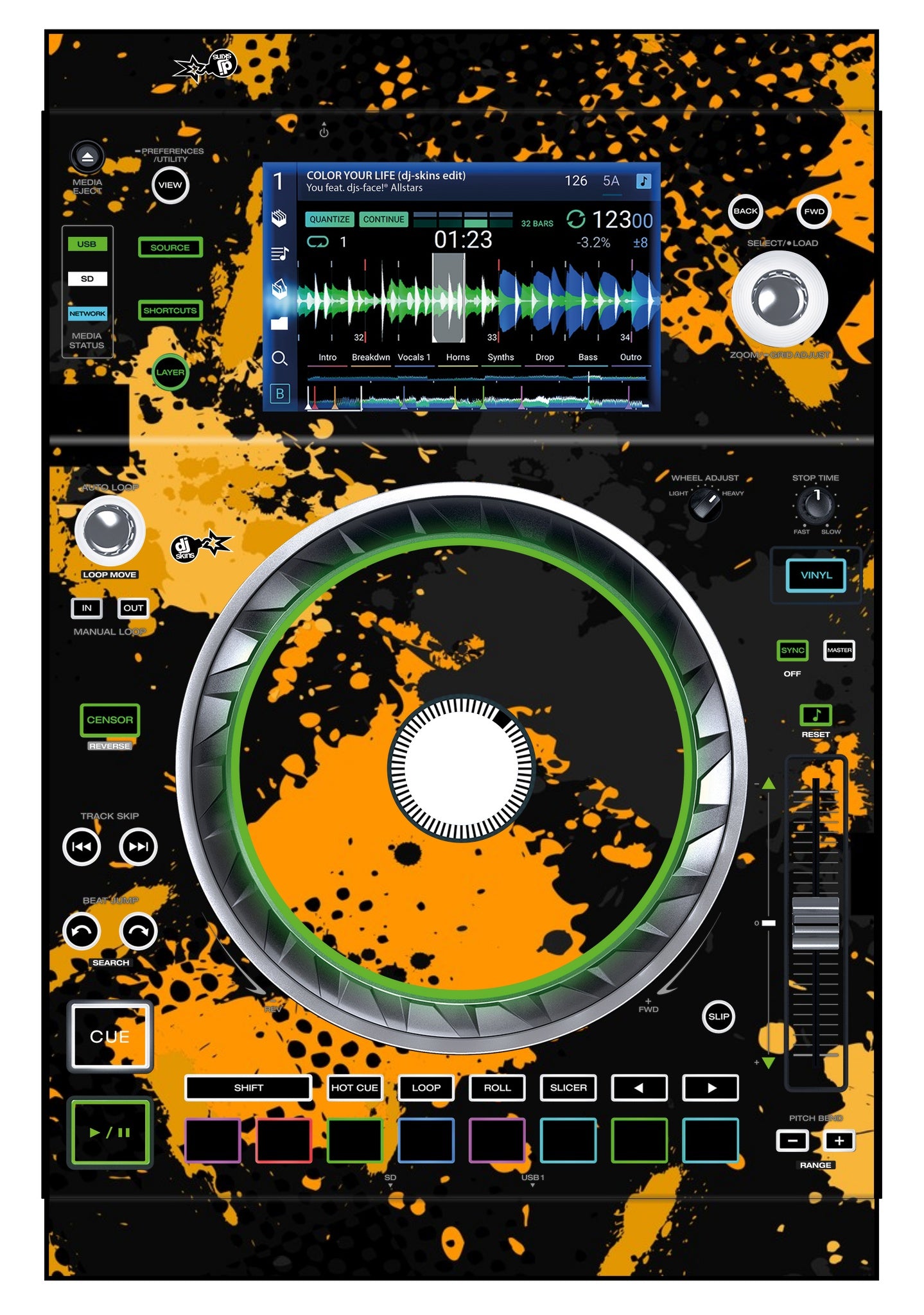 Denon DJ SC 5000 Skin Conflict Yellow