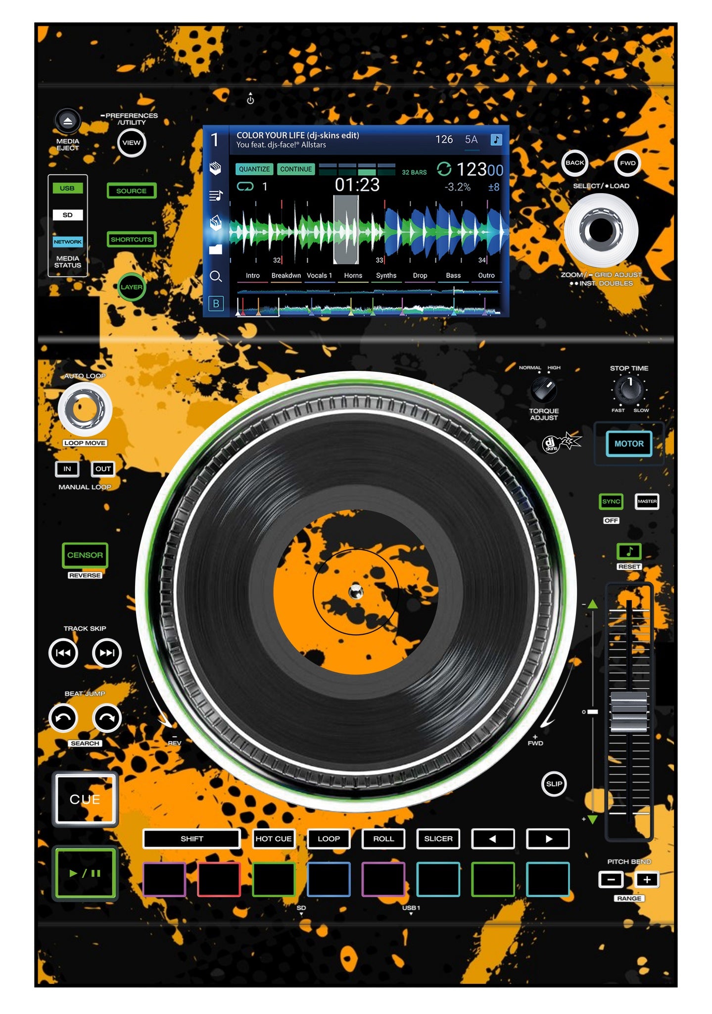 Denon DJ SC 5000 M Skin Conflict Yellow