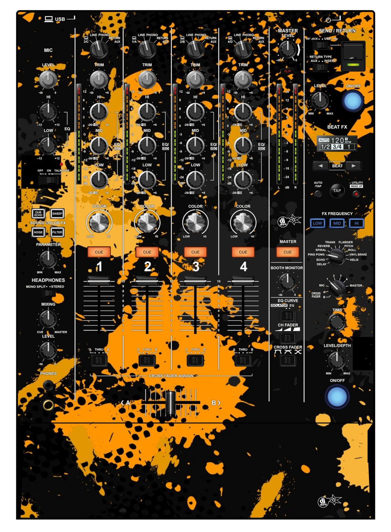 Pioneer DJ DJM 750 MK2 Skin Conflict Yellow