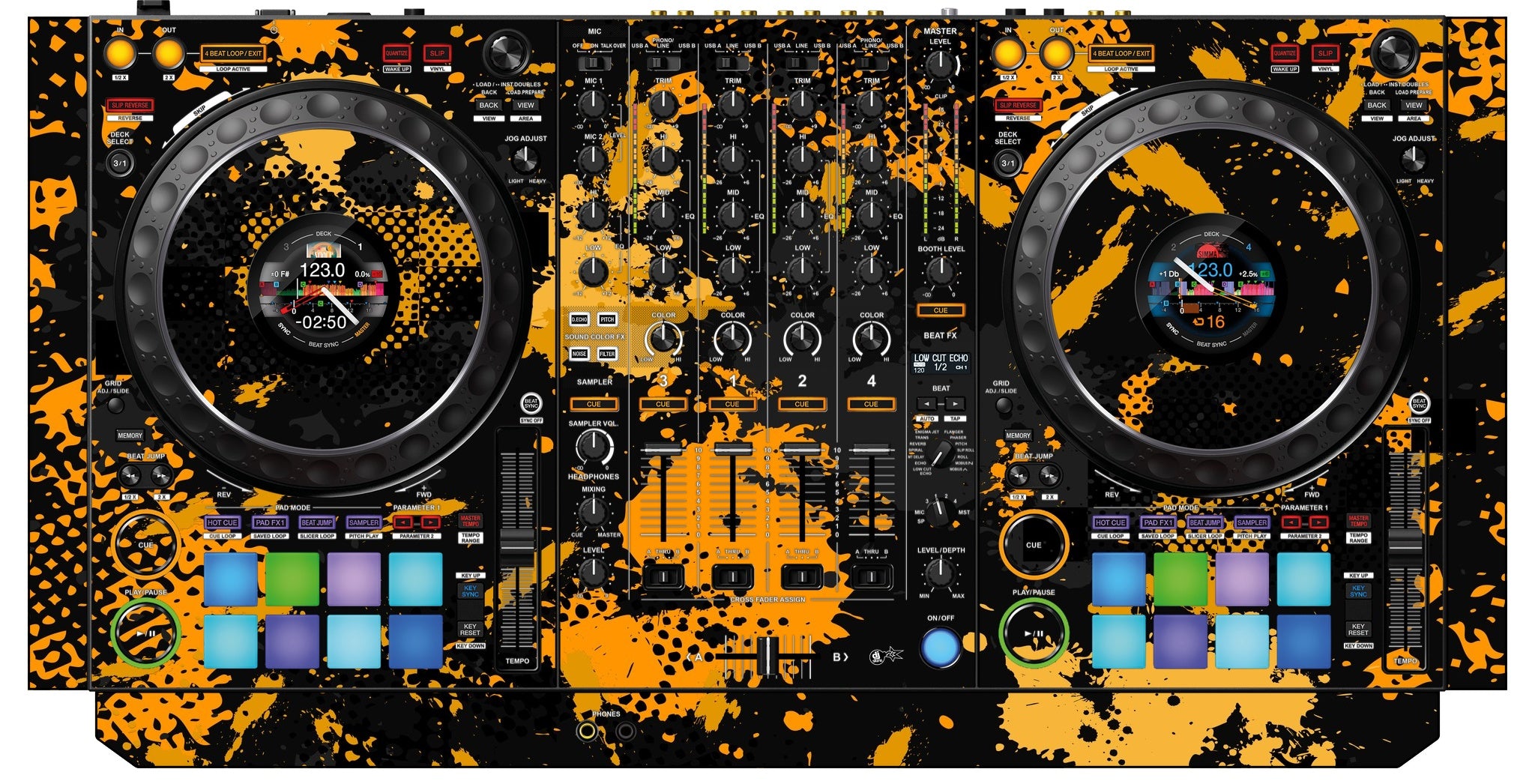 Pioneer DJ DDJ 1000 SRT Skin Conflict Yellow