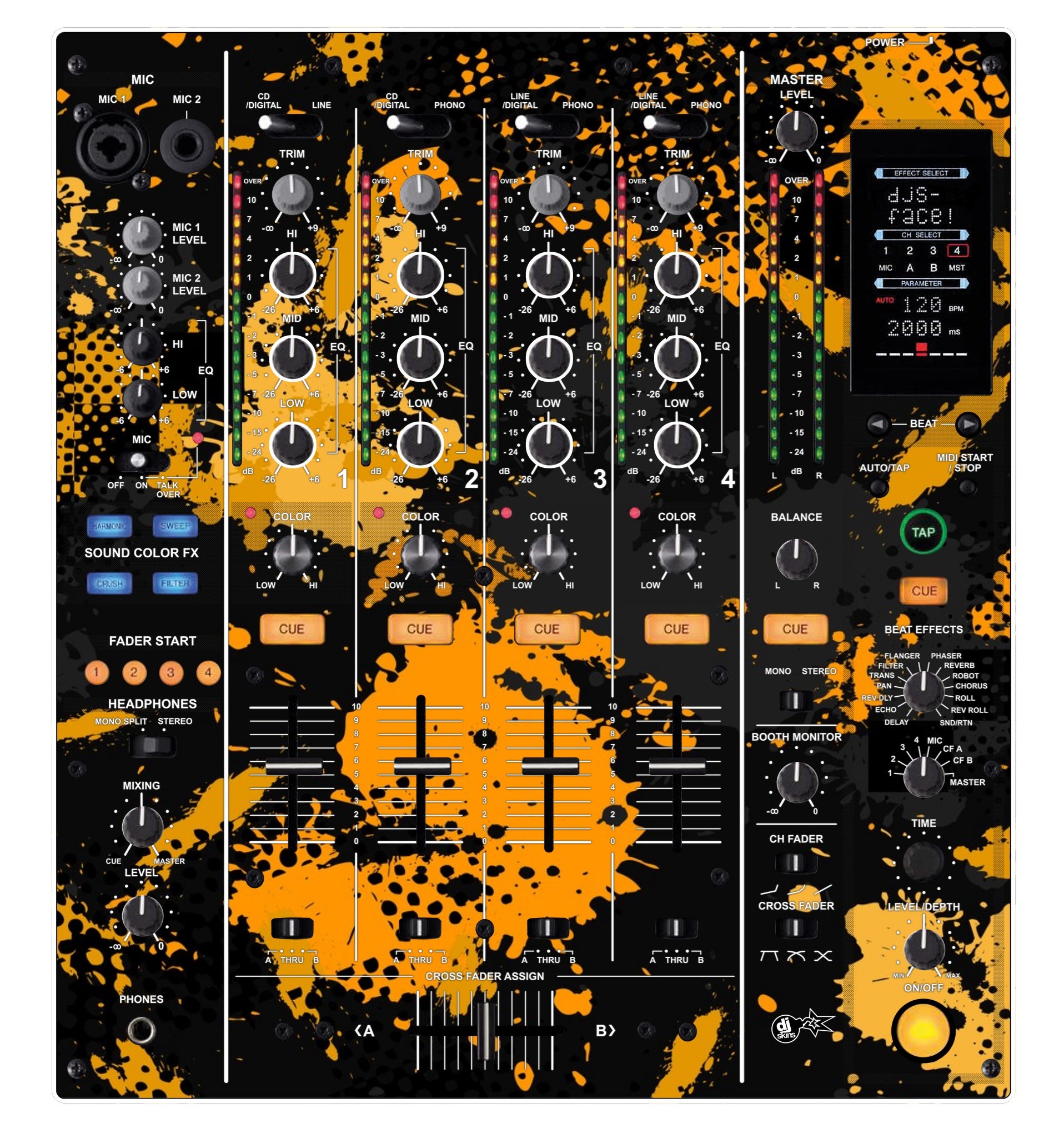 Pioneer DJ DJM 800 Skin Conflict Yellow