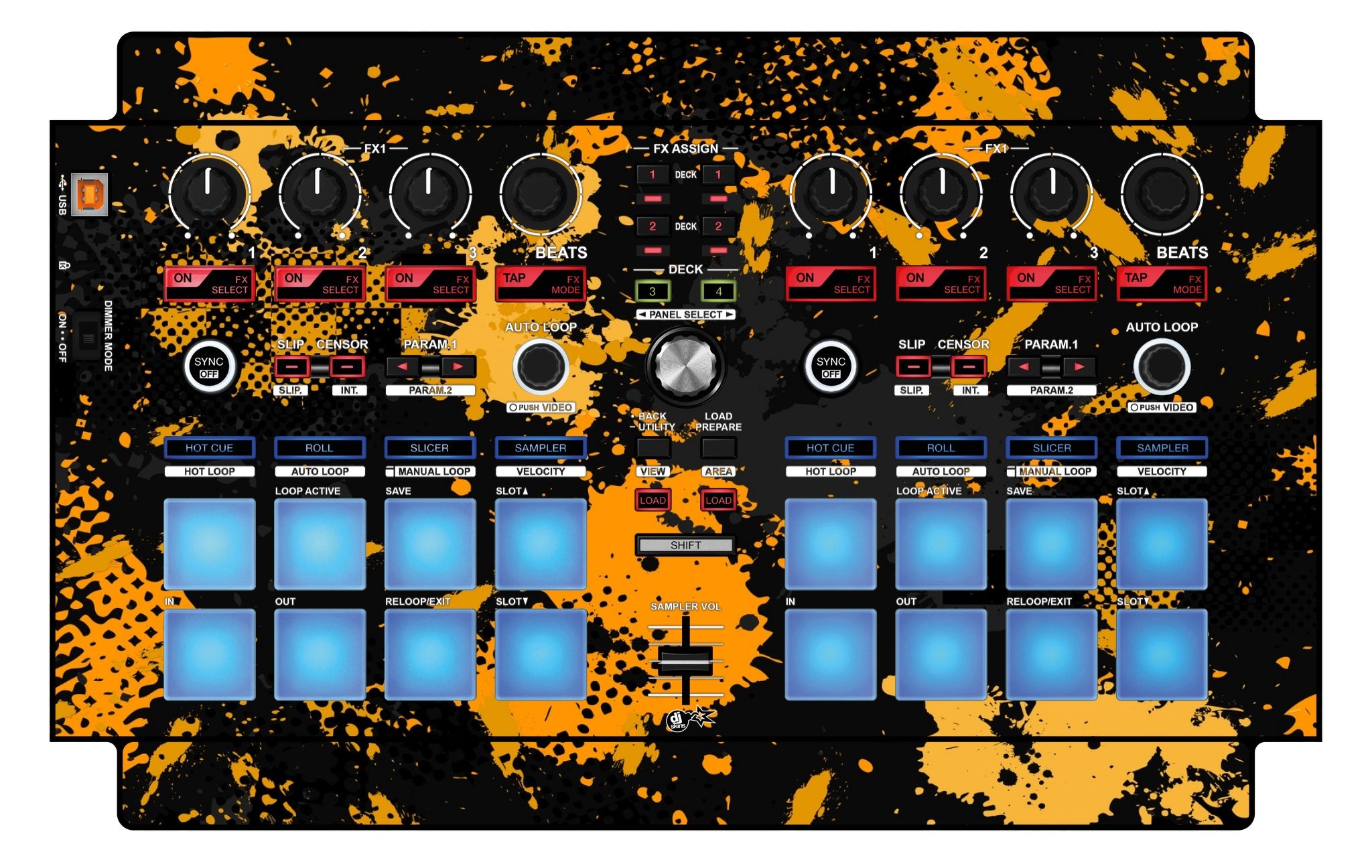 Pioneer DJ DDJ SP 1 Skin Conflict Yellow