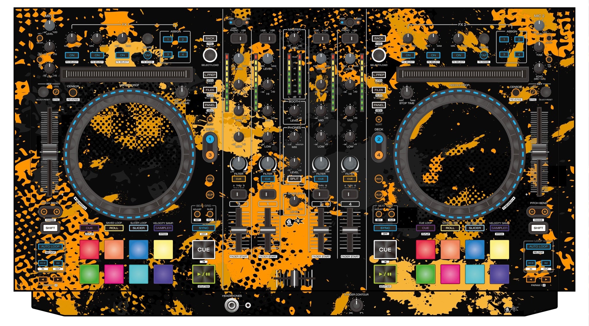 Denon DJ MC 7000 Skin Conflict Yellow