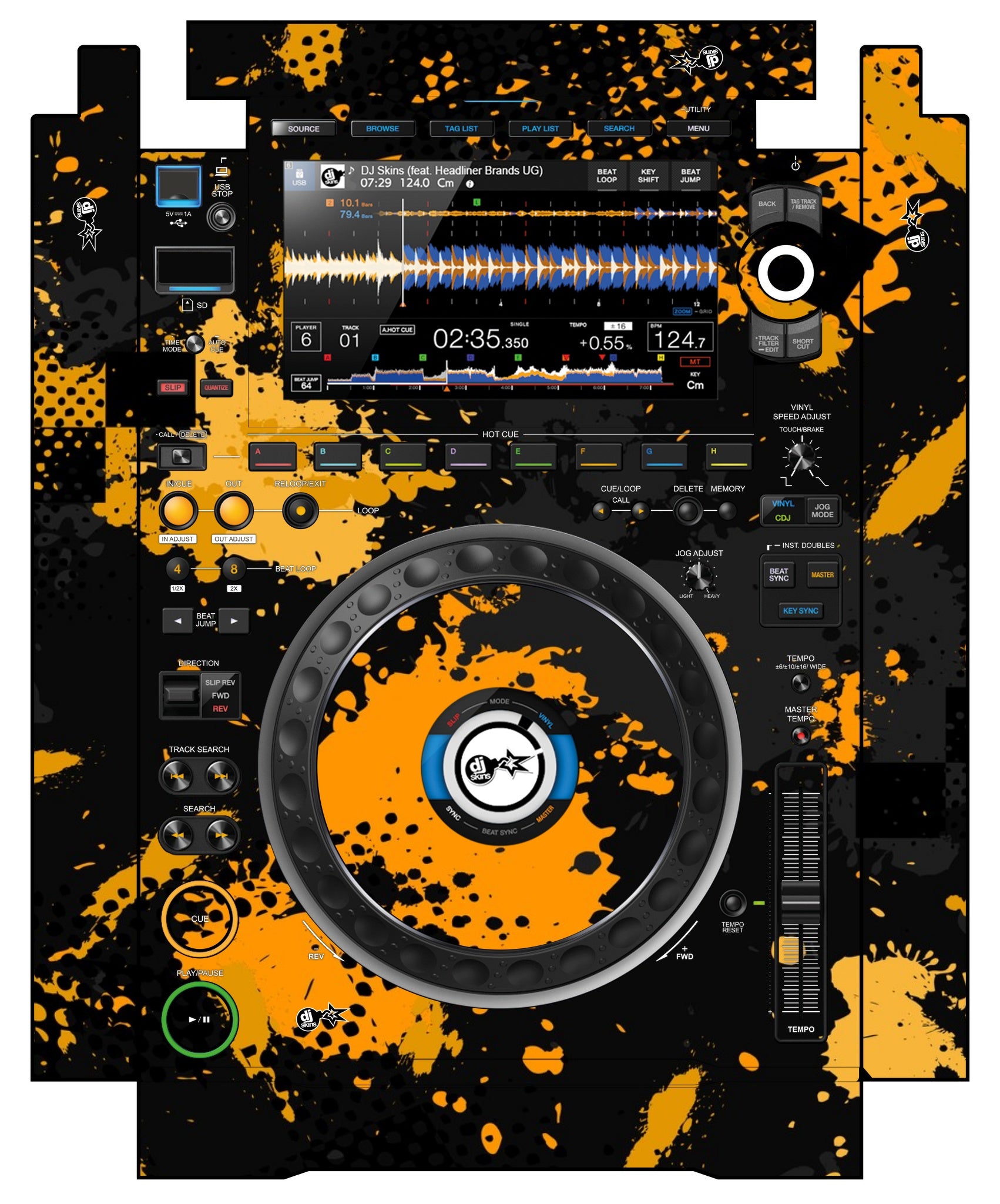 Pioneer DJ CDJ 3000 incl. SIDES Skin Conflict Yellow